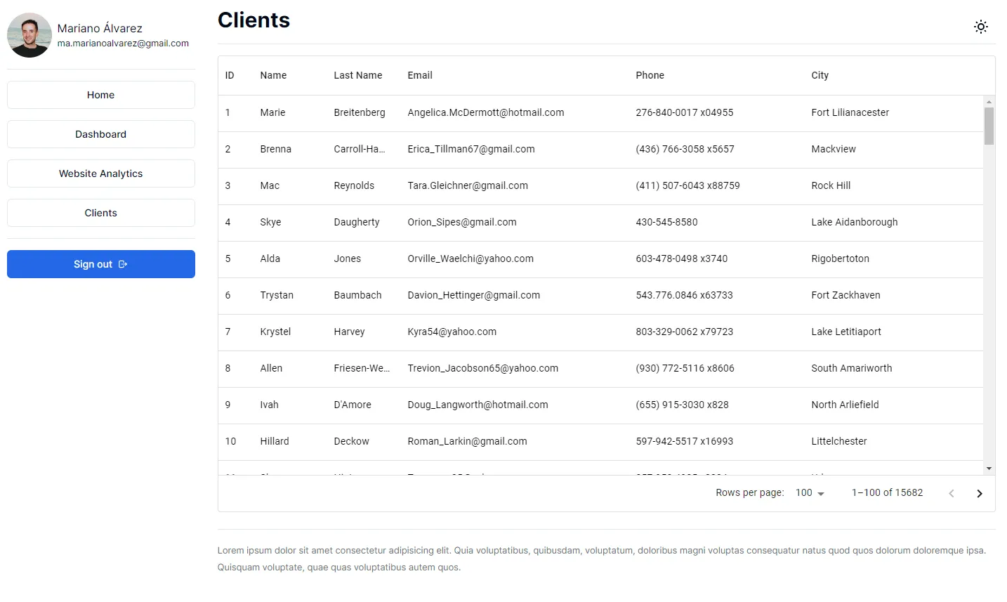 Screenshot: Clients page Screenshot: Clients page
